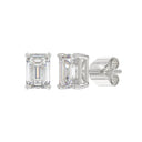 2.5 Carat Emerald Cut Lab Grown Diamond Stud Earrings White Gold flat view