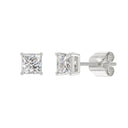 1.5 Carat Princess Lab Grown Diamond Stud Earrings White Gold flat view