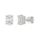 4 Carat Oval Lab Grown Diamond Stud Earrings White Gold flat view
