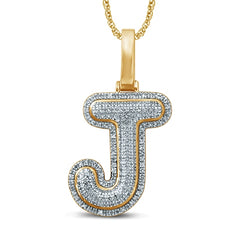 10K 0.25-0.32CT D-BUBBLE LETTER " J "