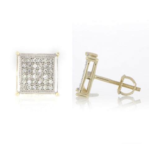 10KT 0.25CT D-MICROPAVE EARRINGS "SQUARE"