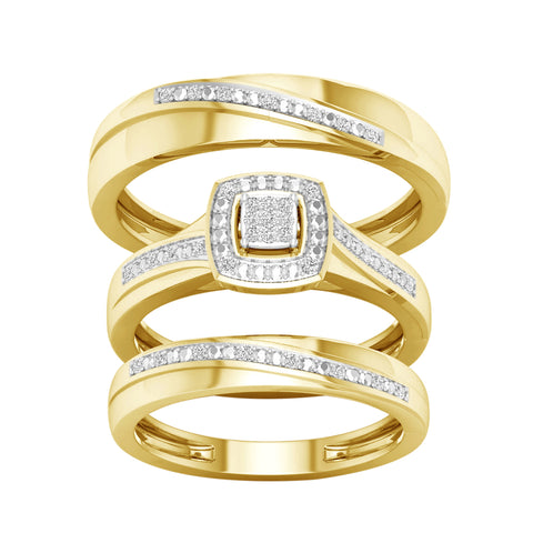 10K 0.08CT Diamond TRIO SET