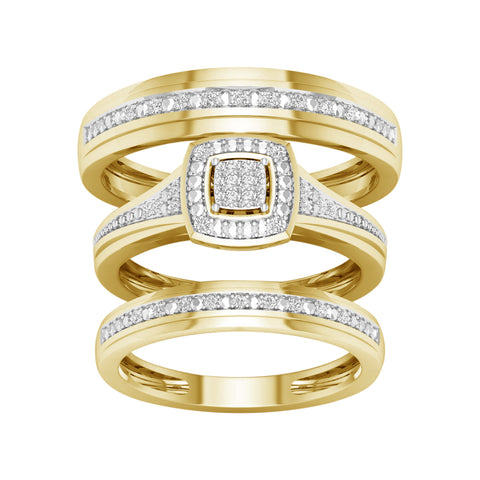 10K 0.10CT Diamond TRIO SET