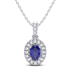 14K 0.35CT Diamond Sapphire Pendant