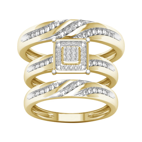 10K 0.07CT DIAM TRIO SET