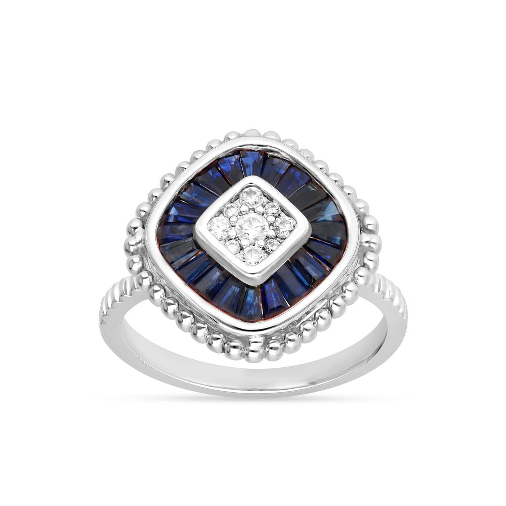 14K 0.13CT Diamond Sapphire Ring