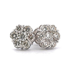 10K White Gold Diamond Earrings 1.47CTW