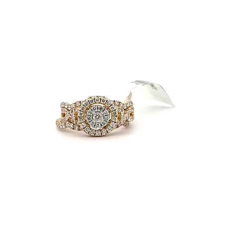10K Yellow Gold Engagement Ring with Wedding Band