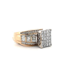 10K Yellow Gold Square Diamond Engagement Ring 2.0 CTW