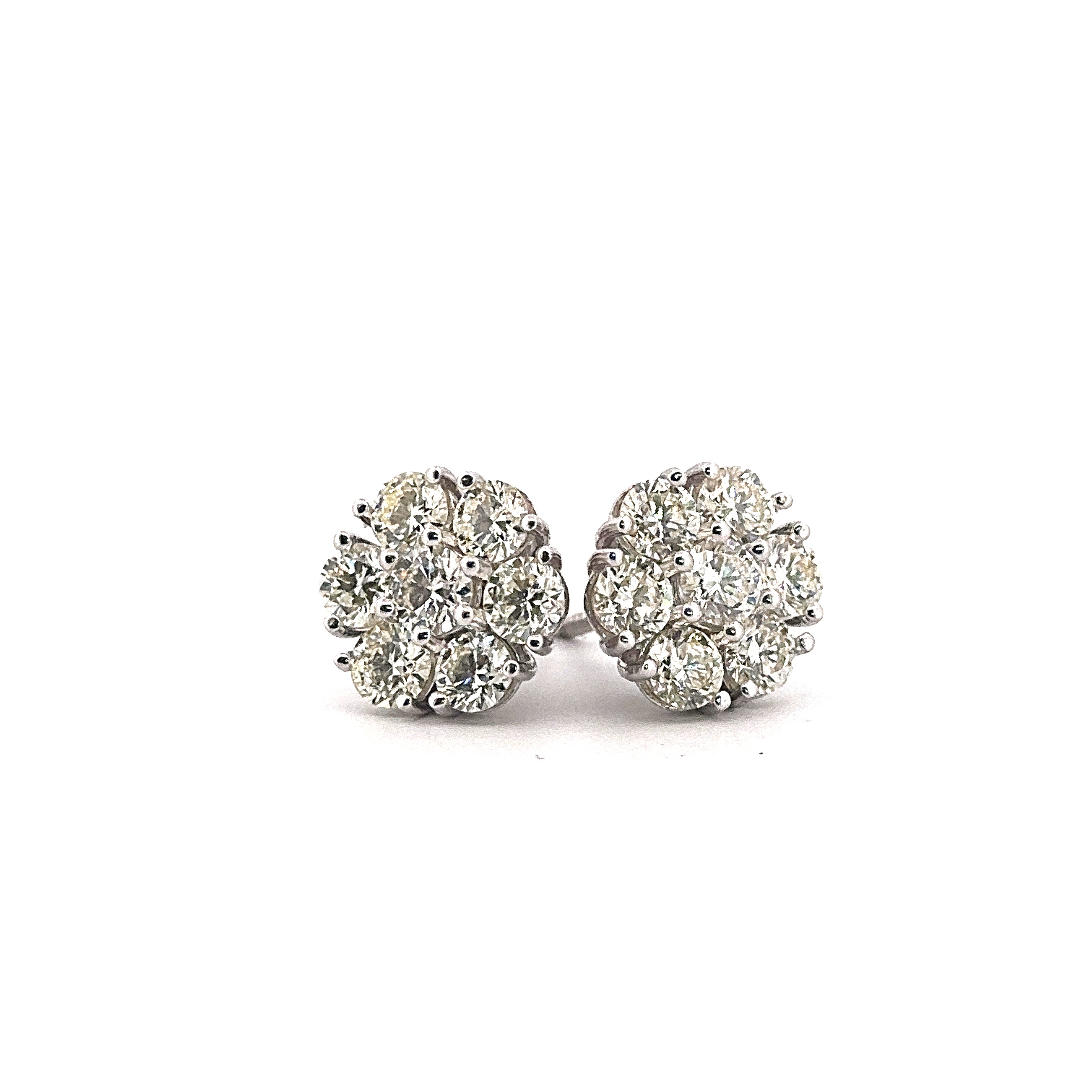 14K White Gold Diamond Earrings 2.76CTW
